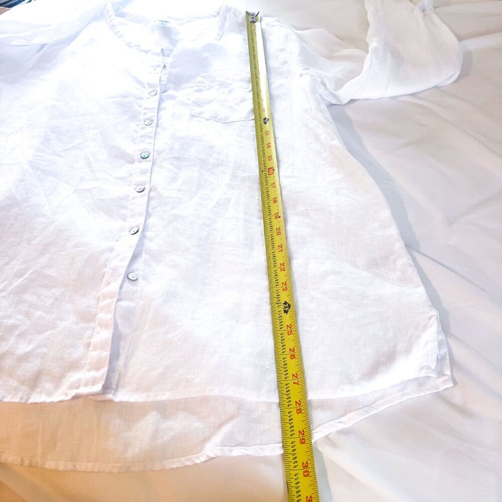 Sigrid Olsen linen shell button long sleeve no collar shirt beachy summer blouse - Picture 6 of 6